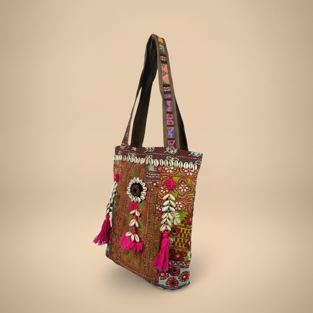 Shell Tassel Handcrafted Tote Bag — Sienna Mosaic