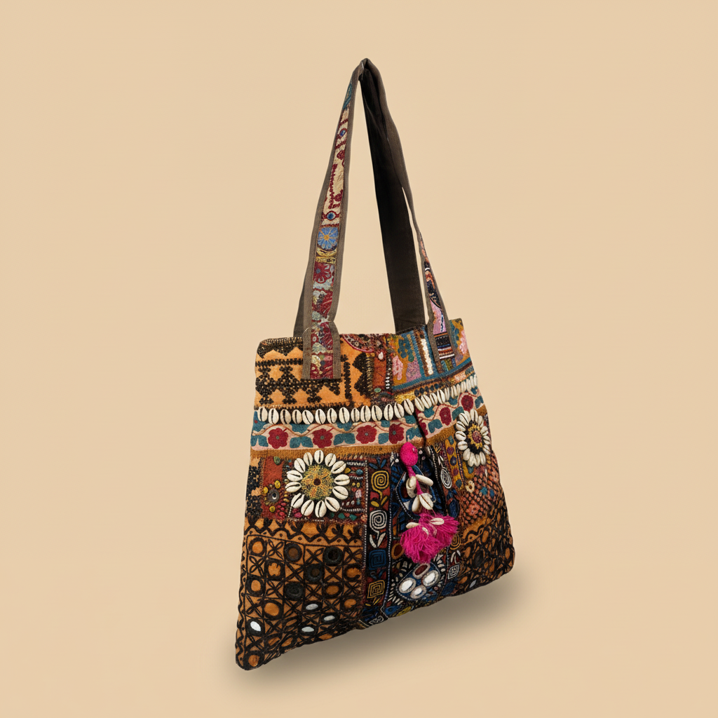 Shell Tassel Handcrafted Tote Bag — Copper Mahal