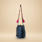 Shell Tassel Handcrafted Bucket Bag — Lagoon Aura (Medium)