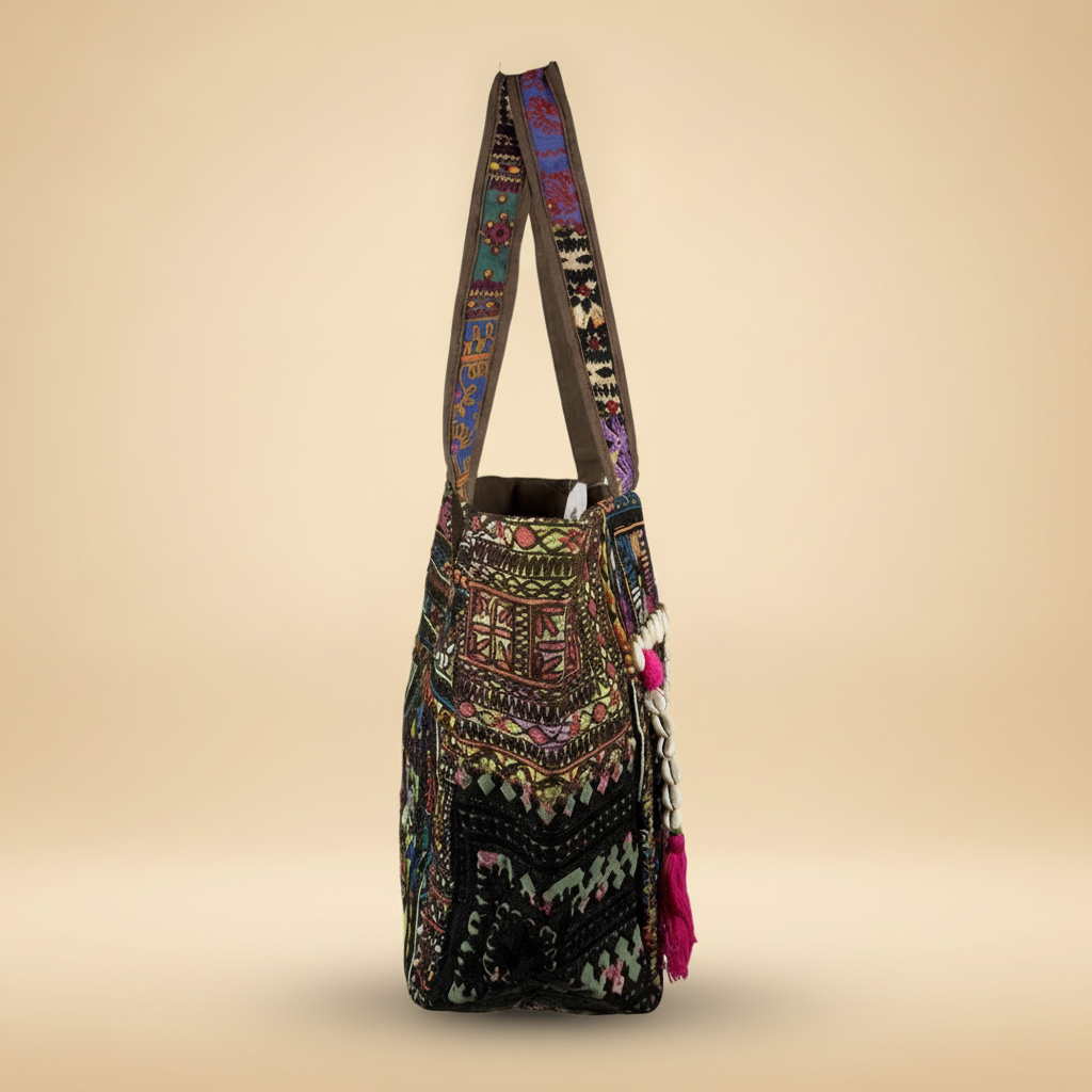 Shell Tassel Handcrafted Tote Bag — Bronze Tapestry
