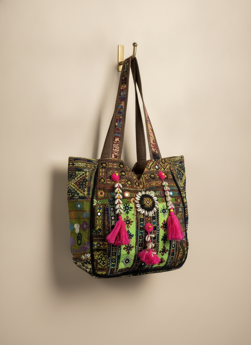 Shell Tassel Handcrafted Oversized Tote Bag — Willow Trail