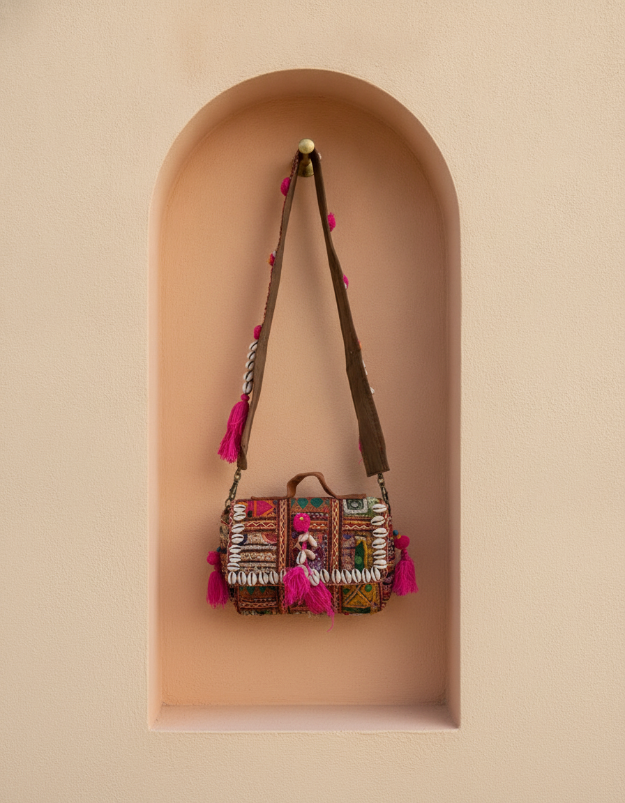 Shell Tassel Handcrafted Crossbody Bag — Mehfil (Mini)