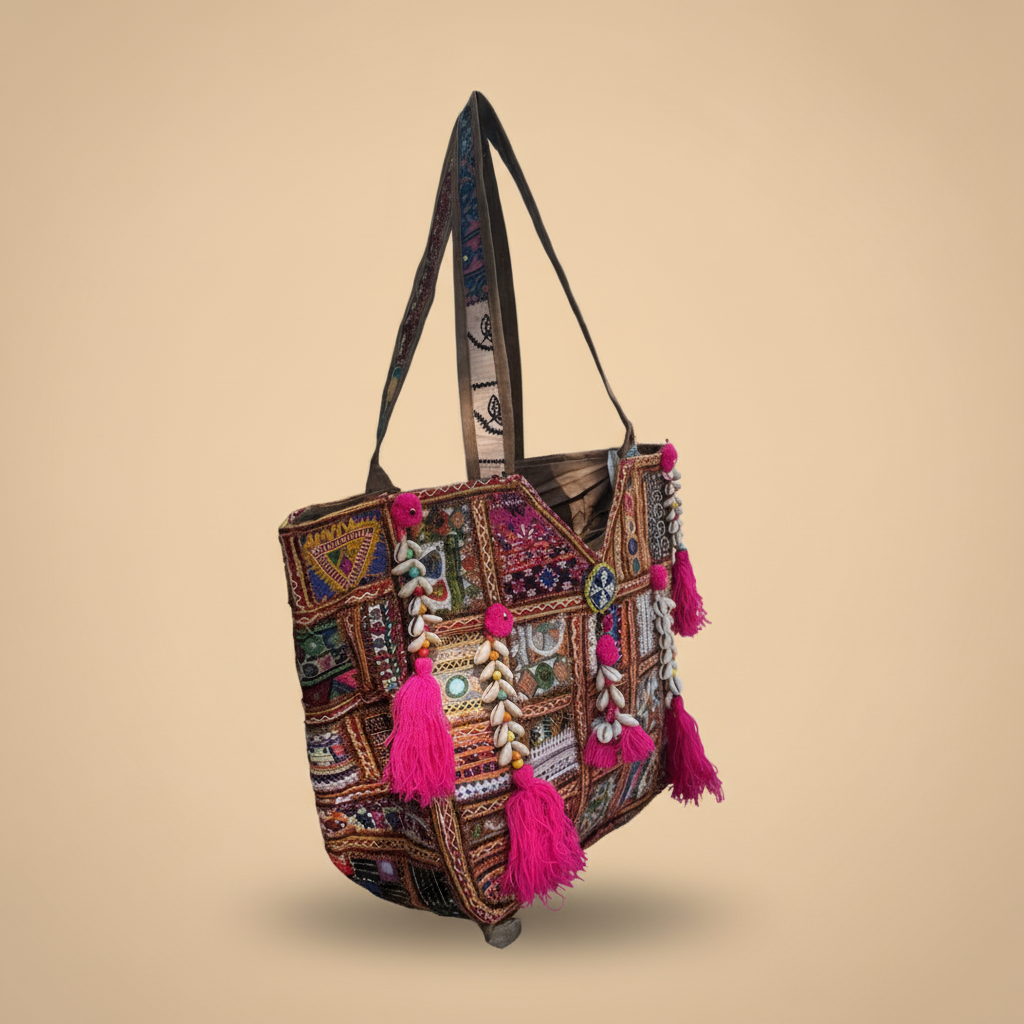 Shell Tassel Handcrafted Oversized Tote Bag — Walnut Nomad