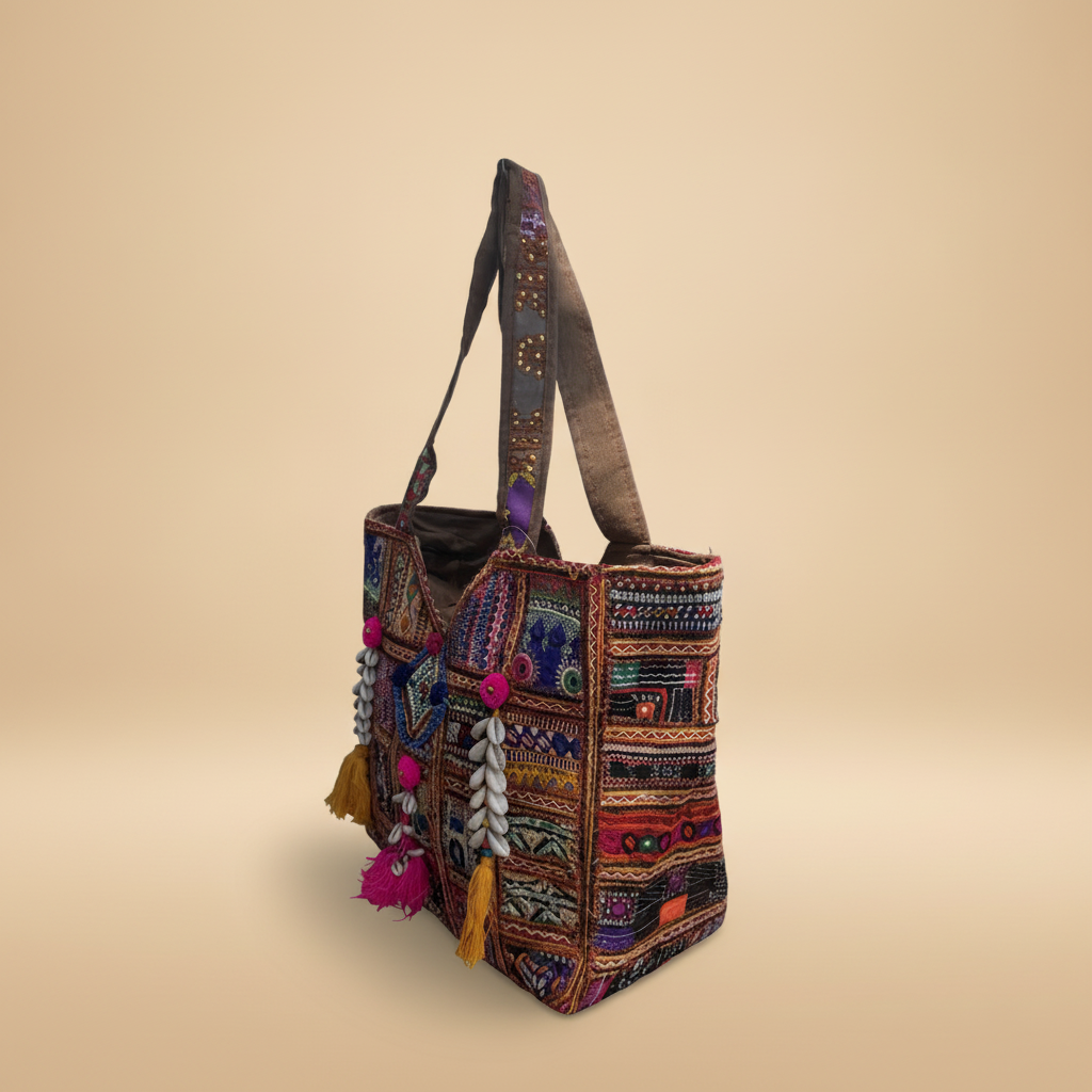 Shell Tassel Handcrafted Oversized Tote Bag — Ember Wayfarer