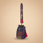 Shell Tassel Handcrafted Bucket Bag — Cobalt Aura (Medium)