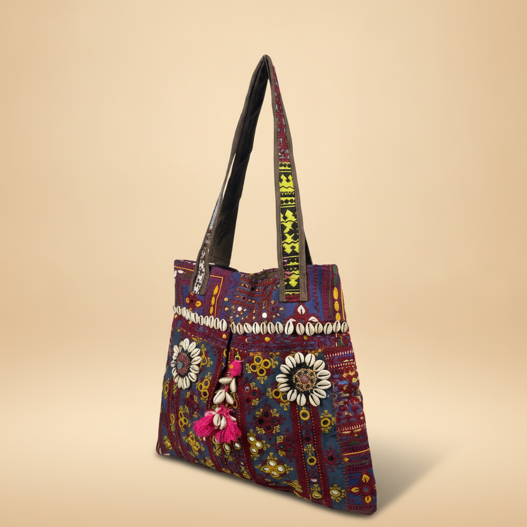 Shell Tassel Handcrafted Tote Bag — Amethyst Darbar