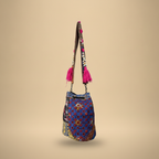 Shell Tassel Handcrafted Bucket Bag — Cornflower Bloom (Medium)