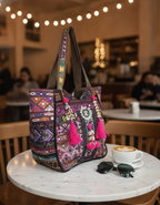 Shell Tassel Handcrafted Oversized Tote Bag — Orchid Odyssey
