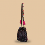 Shell Tassel Handcrafted Bucket Bag — Blackberry Bloom (Medium)