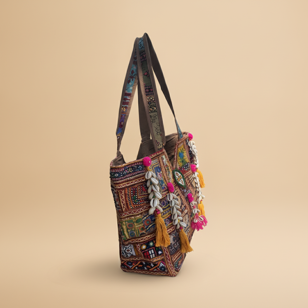 Shell Tassel Handcrafted Oversized Tote Bag — Umber Atlas