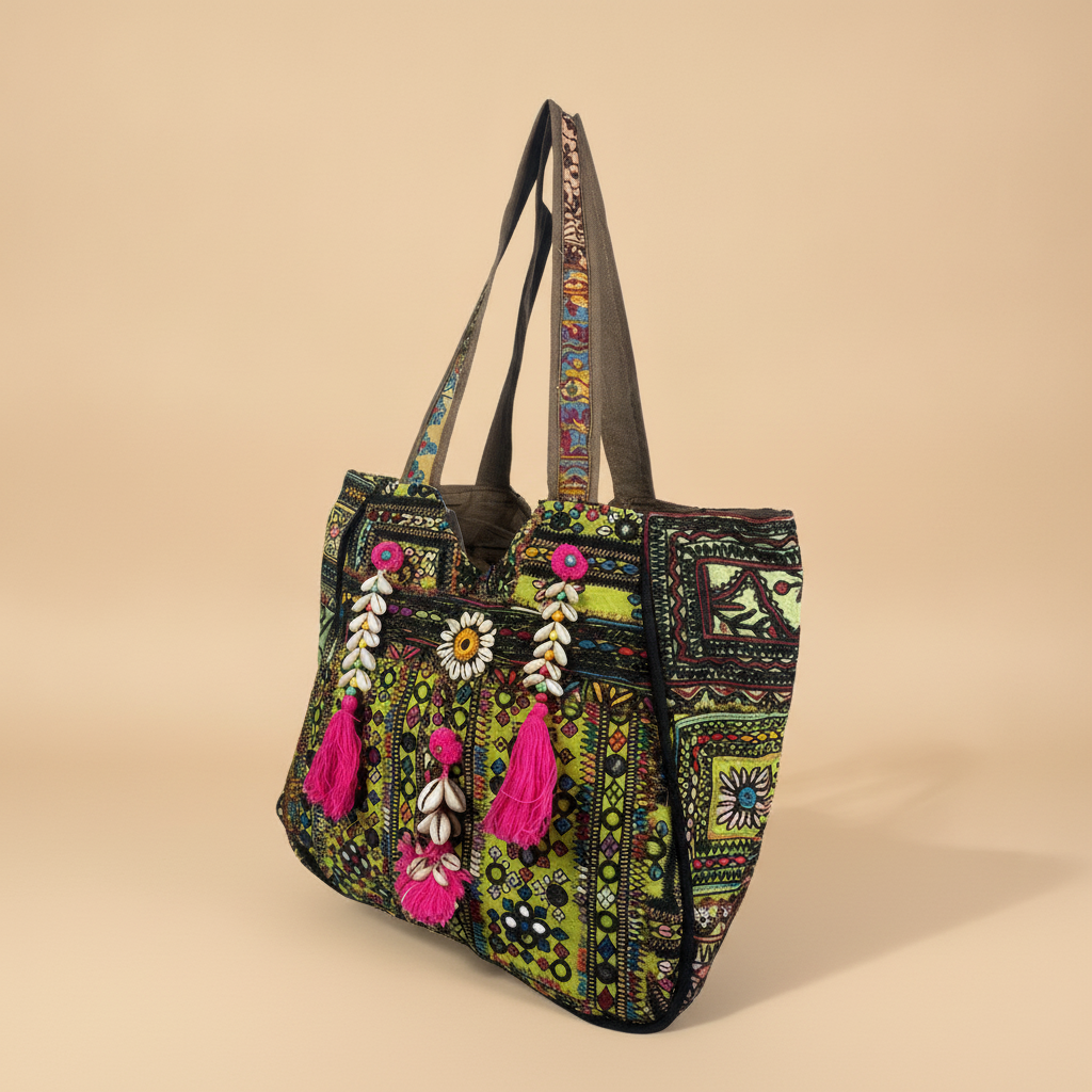 Shell Tassel Handcrafted Oversized Tote Bag — Juniper Voyage