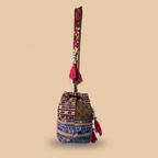 Shell Tassel Handcrafted Bucket Bag — Heather Bloom (Medium)