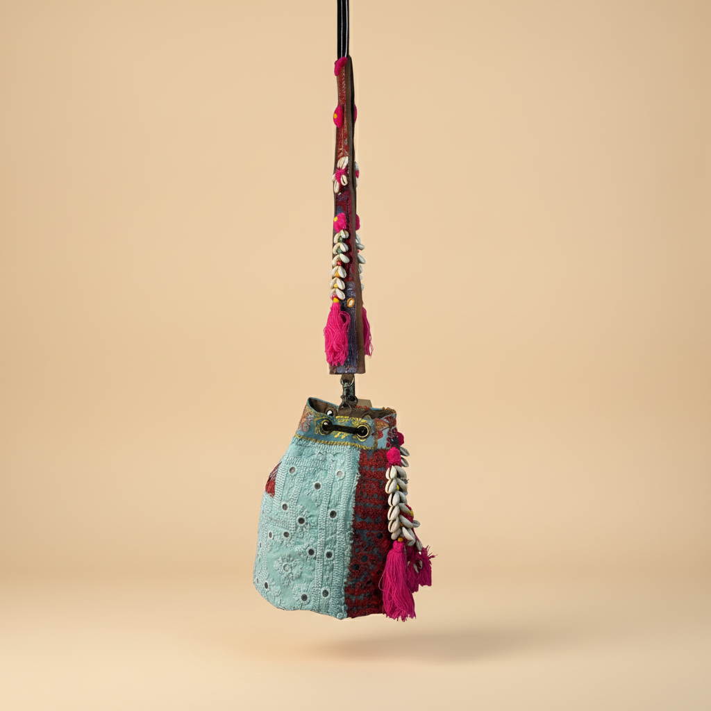 Shell Tassel Handcrafted Bucket Bag — Chestnut Bloom (Medium)