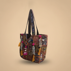 Shell Tassel Handcrafted Oversized Tote Bag — Terracotta Compass