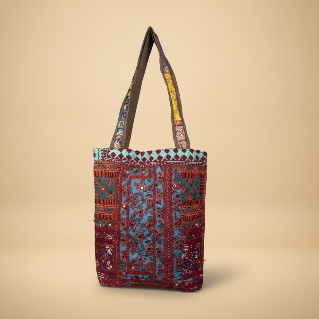 Shell Tassel Handcrafted Tote Bag — Garnet Fringe