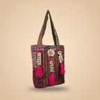 Shell Tassel Handcrafted Tote Bag — Umber Fringe