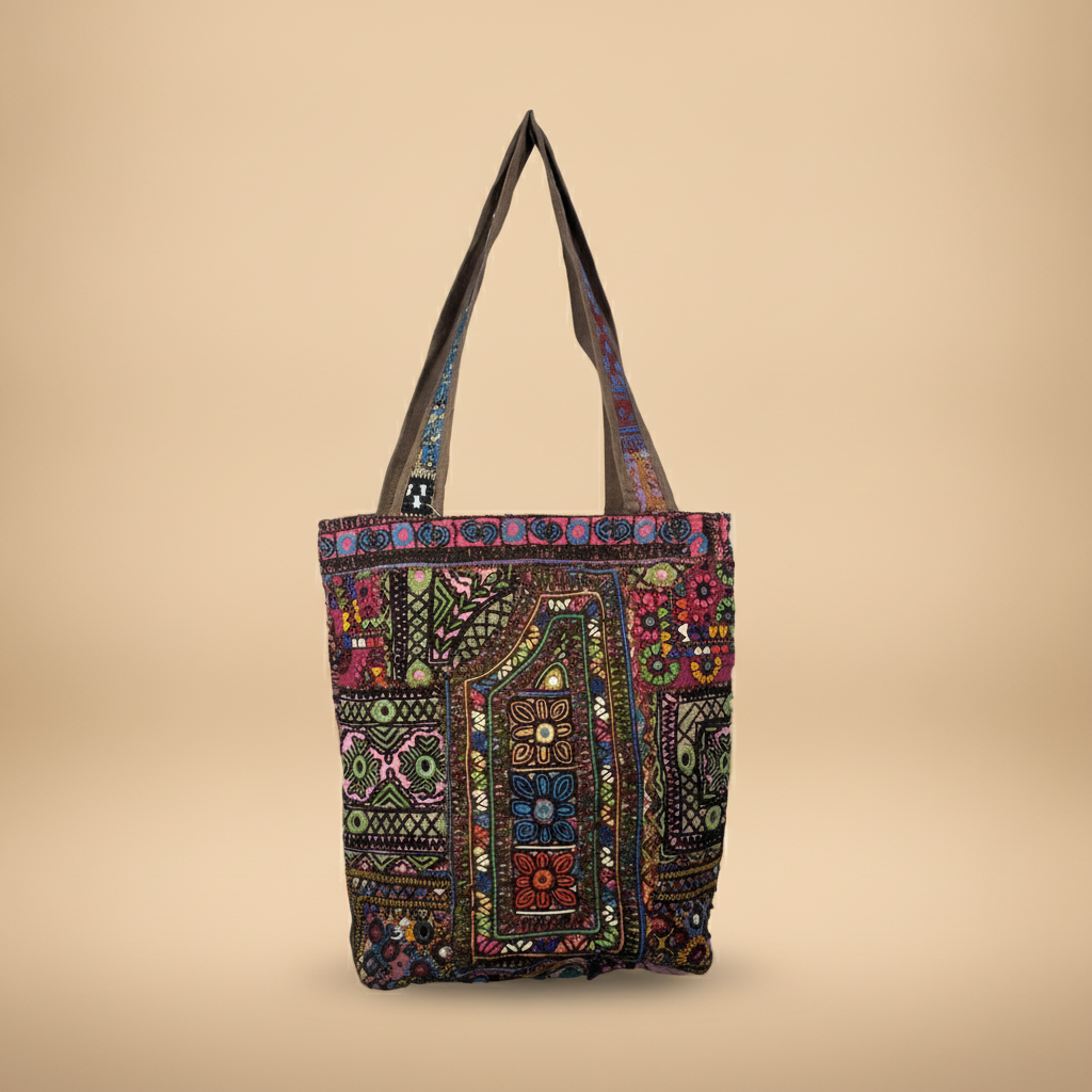 Shell Tassel Handcrafted Tote Bag — Dusk Mosaic