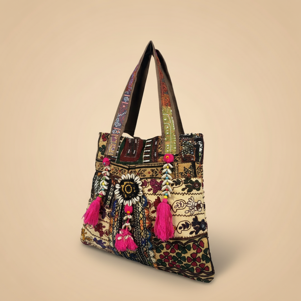 Shell Tassel Handcrafted Tote Bag — Marigold Rajwada