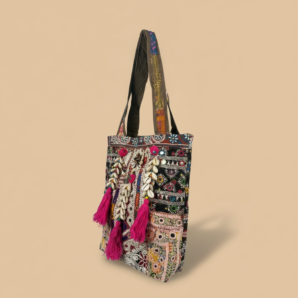Shell Tassel Handcrafted Tote Bag — Sandstone Fringe