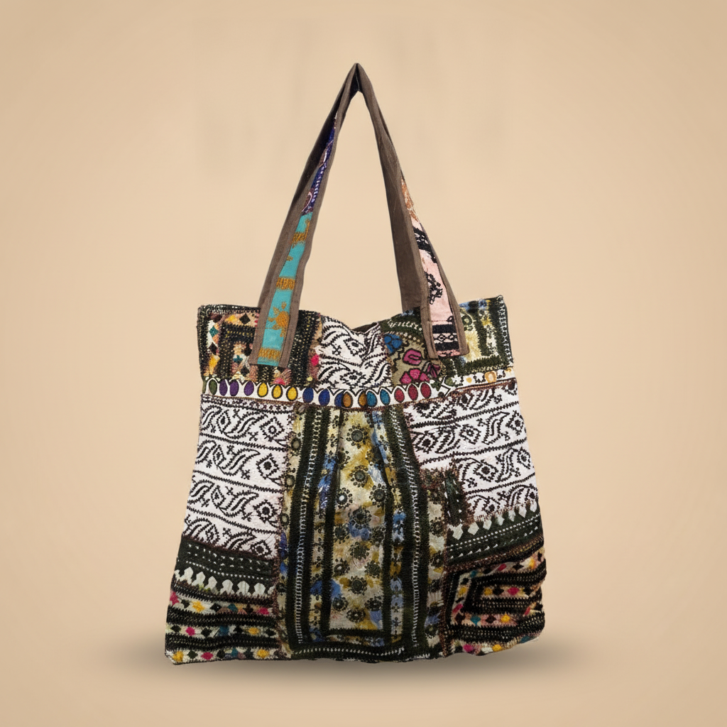 Shell Tassel Handcrafted Tote Bag — Ochre Haveli