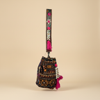 Shell Tassel Handcrafted Bucket Bag — Garnet Bloom (Medium)