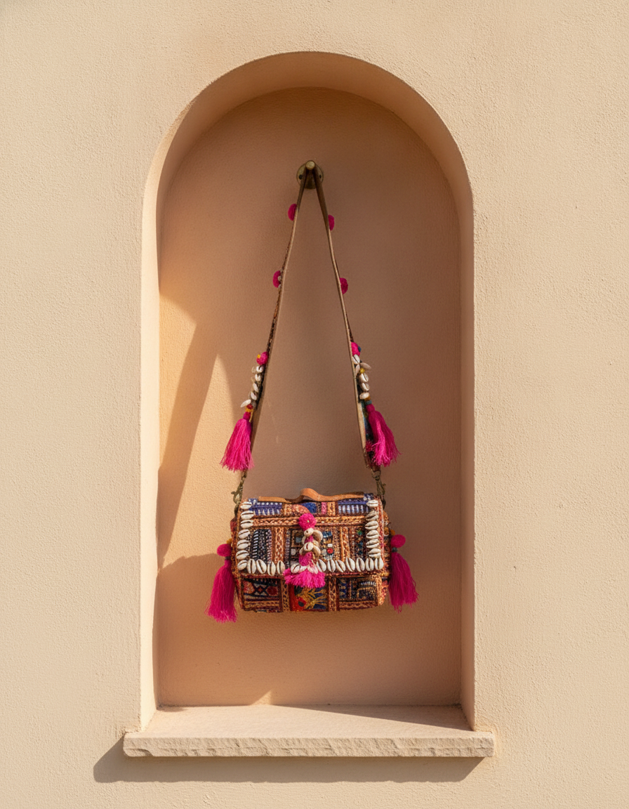 Shell Tassel Handcrafted Crossbody Bag — Rani Rang (Mini)