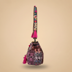 Shell Tassel Handcrafted Bucket Bag — Scarlet Bloom (Medium)