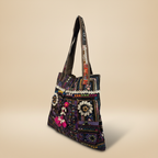 Shell Tassel Handcrafted Tote Bag — Midnight Jharokha