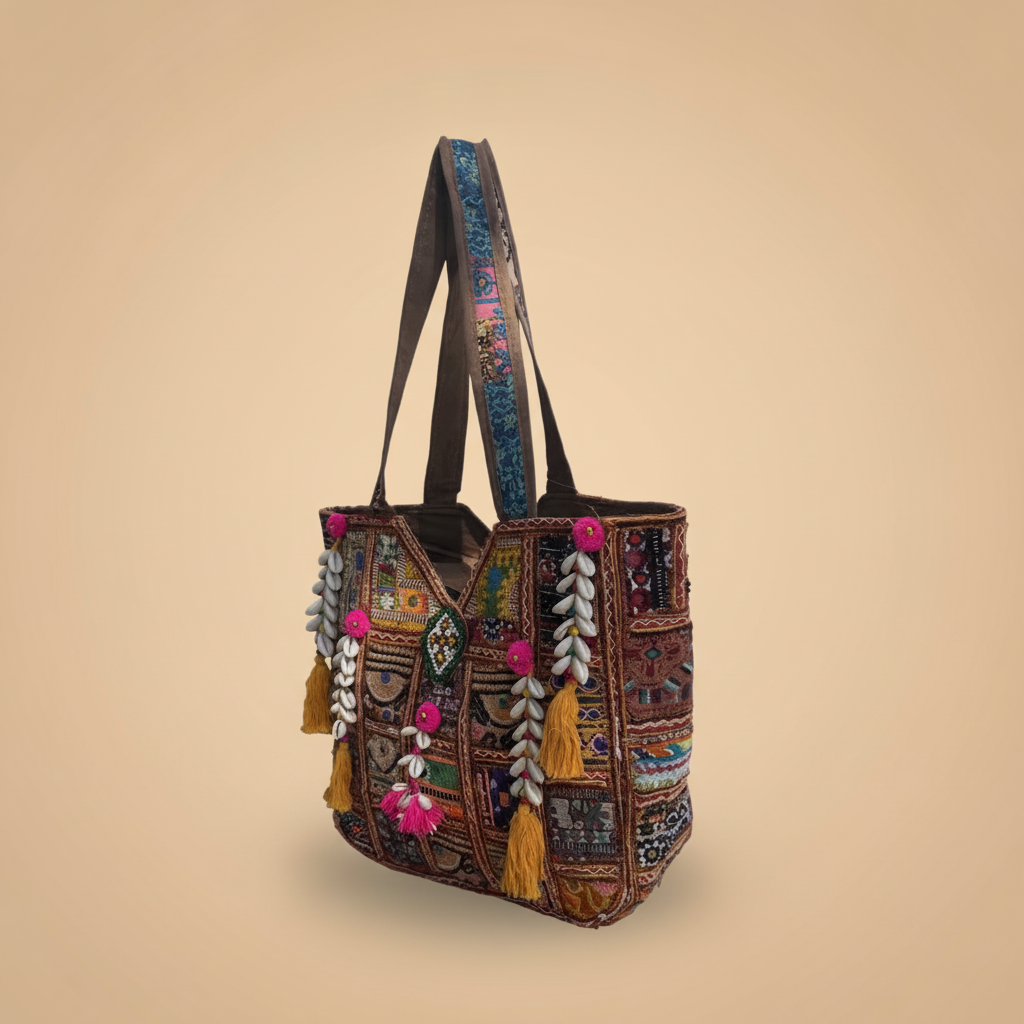 Shell Tassel Handcrafted Oversized Tote Bag — Umber Atlas