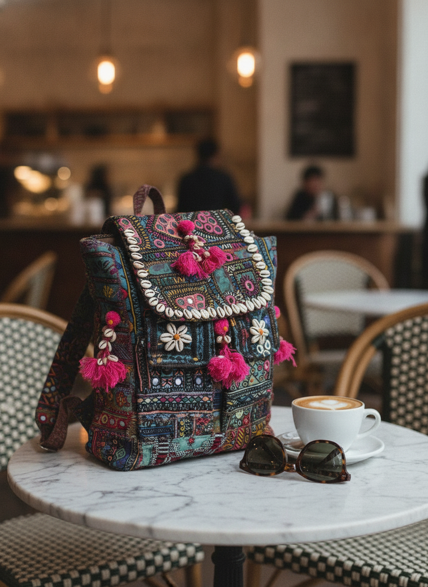 Shell Tassel Handcrafted Backpack — Indigo Passage
