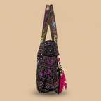 Shell Tassel Handcrafted Tote Bag — Indigo Tapestry