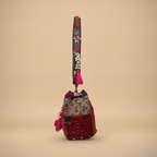 Shell Tassel Handcrafted Bucket Bag — Vermilion Spark (Medium)