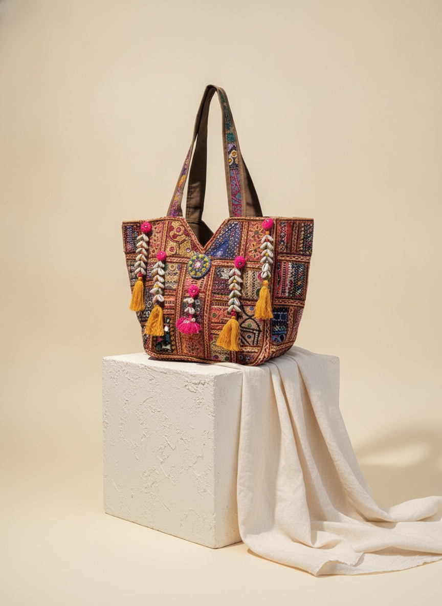Shell Tassel Handcrafted Oversized Tote Bag — Ochre Expedition