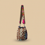 Shell Tassel Handcrafted Bucket Bag — Mauve Aura (Medium)