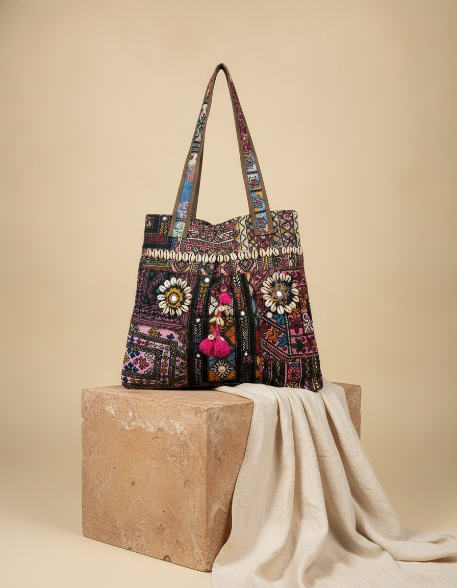 Shell Tassel Handcrafted Tote Bag — Amethyst Mahal