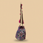 Shell Tassel Handcrafted Bucket Bag — Wine Dahlia (Medium)