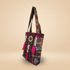 Shell Tassel Handcrafted Tote Bag — Merlot Fringe