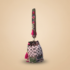 Shell Tassel Handcrafted Bucket Bag — Blush Bloom (Medium)