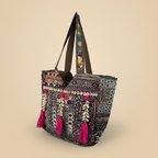 Shell Tassel Handcrafted Tote Bag — Slate Tapestry