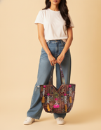 Shell Tassel Handcrafted Oversized Tote Bag — Henna Journey