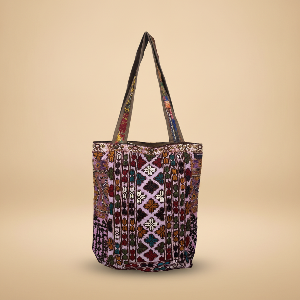 Shell Tassel Handcrafted Tote Bag — Walnut Mosaic