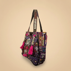 Shell Tassel Handcrafted Oversized Tote Bag — Mocha Meridian