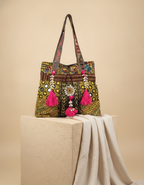 Shell Tassel Handcrafted Tote Bag — Moss Rajwada