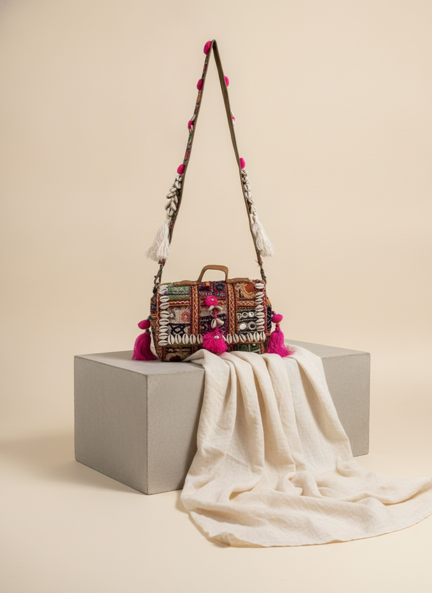 Shell Tassel Handcrafted Crossbody Bag — Chandrika (Mini)
