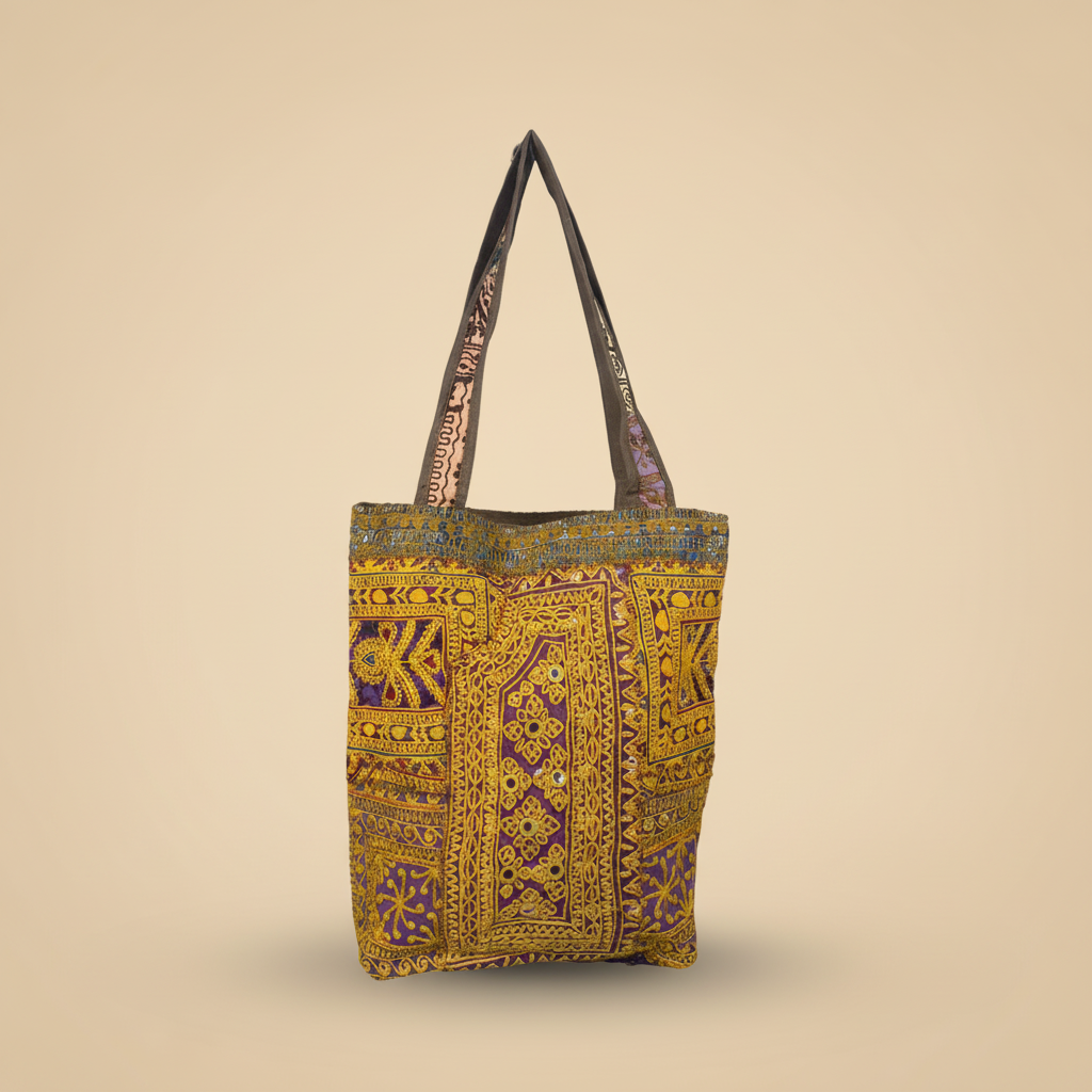 Shell Tassel Handcrafted Tote Bag — Ochre Fringe