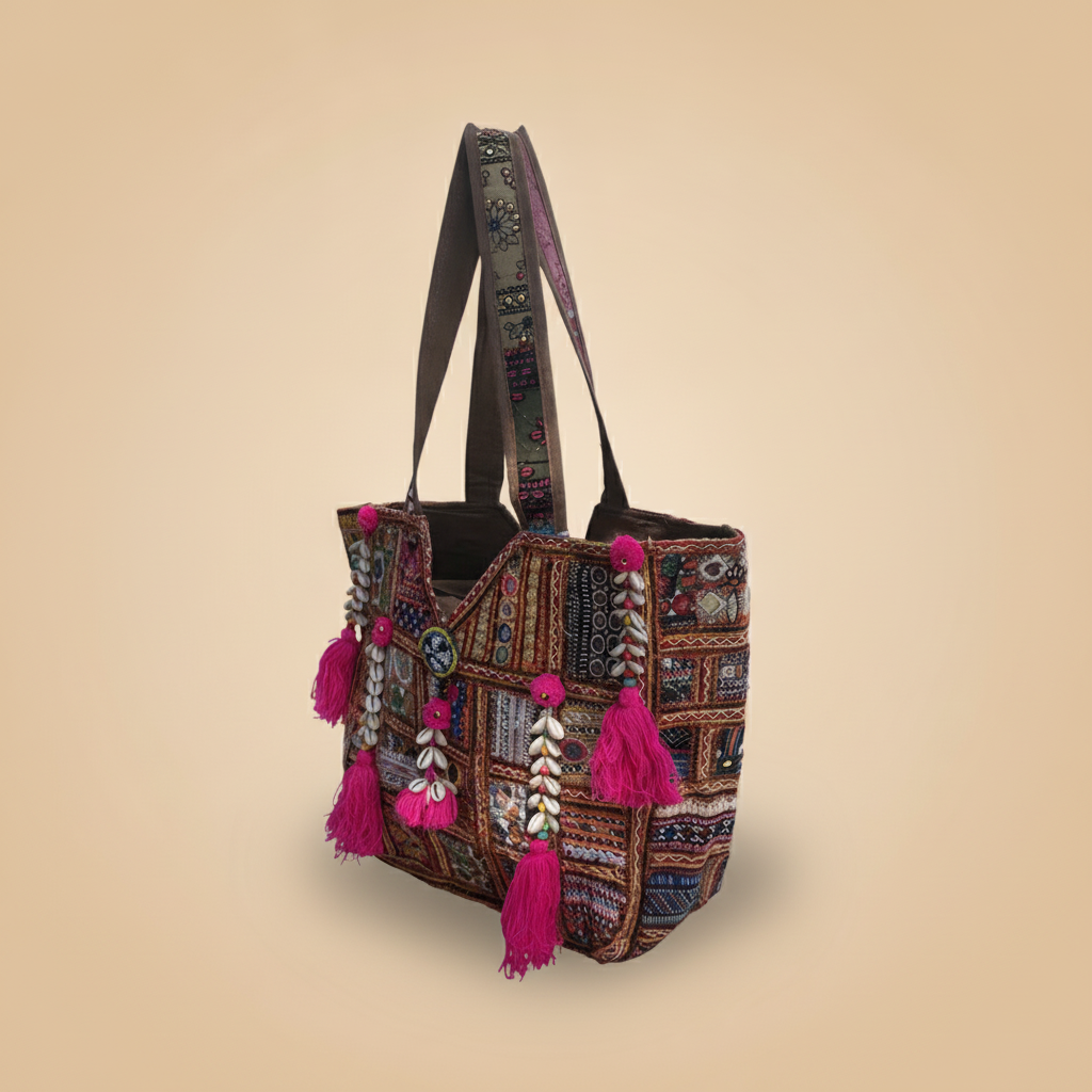 Shell Tassel Handcrafted Oversized Tote Bag — Walnut Nomad
