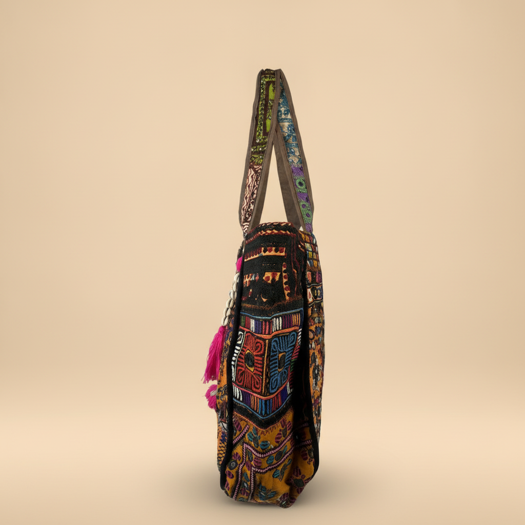 Shell Tassel Handcrafted Oversized Tote Bag — Chestnut Expedition