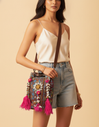 Shell Tassel Handcrafted Bucket Bag — Fawn Bloom (Medium)