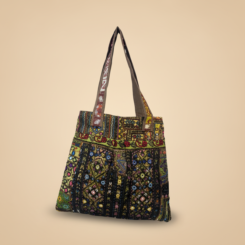 Shell Tassel Handcrafted Tote Bag — Olive Darbar
