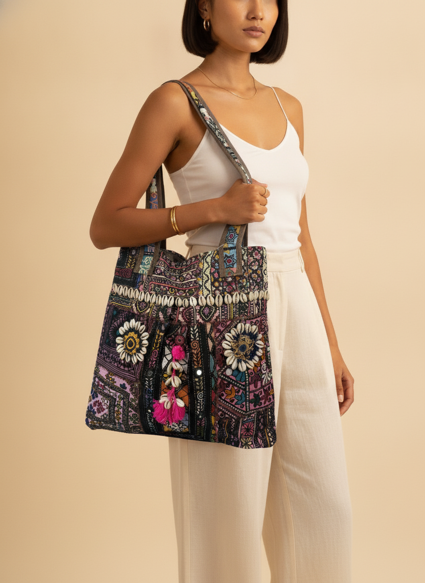 Shell Tassel Handcrafted Tote Bag — Amethyst Mahal